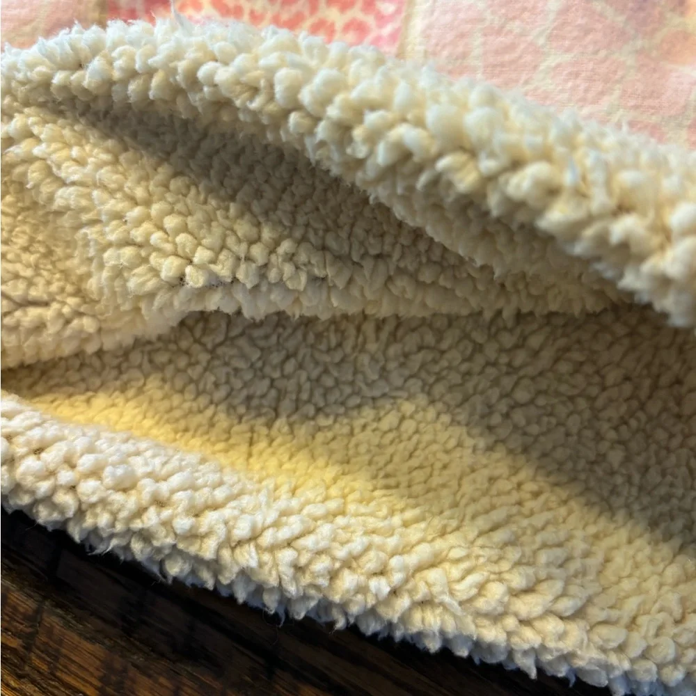 HANDMADE Girls Cowl Scarf in Pink Animal Print, lined w/Sherpa Fleece